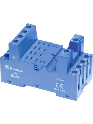 Finder - 96.04SMA - Relay socket, DIN rail 35 mm, 96.04SMA, Finder