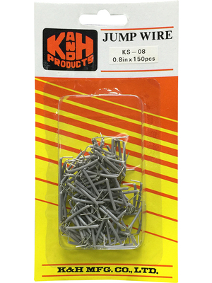 K & H - JUMP WIRE KS-08 - Jumper wire grey 20 mm PU=Pack of 150 pieces, JUMP WIRE KS-08, K & H