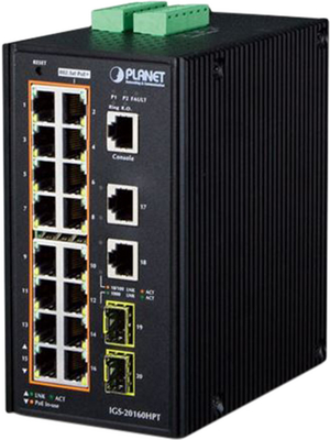 Planet - IGS-20160HPT - Industrial Ethernet Switch 2x SFP / 18x 10/100/1000 RJ45, IGS-20160HPT, Planet