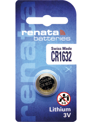 Renata - CR1632.SC - Button cell battery,  Lithium, 3 V, 137 mAh, CR1632.SC, Renata