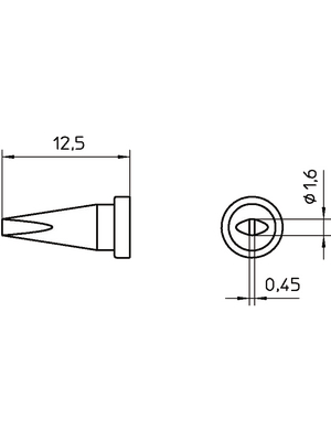 Weller - LT A SL - Soldering tip Chisel shaped 1.6 mm, LT A SL, Weller