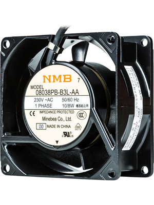 NMB - 08038PB-B3L-AA-00 - Axial fan 80 x 80 x 38 mm 45 m3/h 230 VAC 10 W, 08038PB-B3L-AA-00, NMB