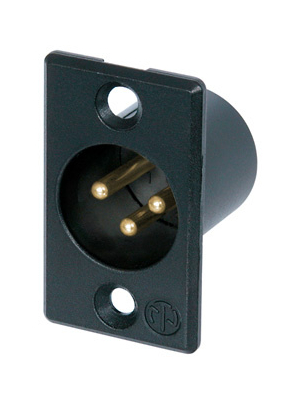 Neutrik - NC3MP-B - XLR Panel-mount male receptacle 3 N/A P Soldering Connection black, NC3MP-B, Neutrik