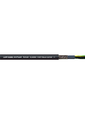 Lapp - ?LFLEX CL 110 CY BLK 0,6/1KV 2X0,75 - Control cable 2 x 0.75 mm2 shielded Copper strand bare, fine-wire black RAL 9005, ?LFLEX CL 110 CY BLK 0,6/1KV 2X0,75, Lapp