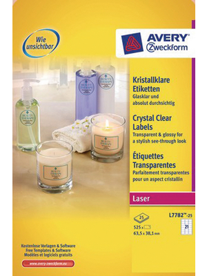 Avery Zweckform - L7782-25 - Crystal-clear labels, L7782-25, Avery Zweckform