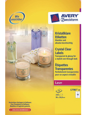 Avery Zweckform - L7783-25 - Crystal-clear labels, L7783-25, Avery Zweckform