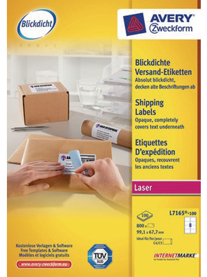 Avery Zweckform - L7165-100 - Opaque shipping labels 99.1 x 67.7 mm, L7165-100, Avery Zweckform