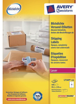 Avery Zweckform - L7169-100 - Opaque shipping labels 99.1 x 139 mm, L7169-100, Avery Zweckform