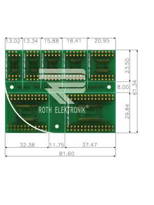 Roth Elektronik - RE931 - Laboratory card multi-adapter  FR4 Epoxide + chem. Ni/Au, RE931, Roth Elektronik