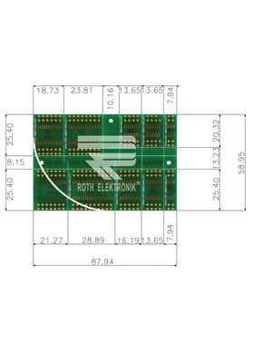 Roth Elektronik - RE932 - Laboratory card FR4 Epoxide + chem. Ni/Au Multiadapter SO/SOJ, RE932, Roth Elektronik