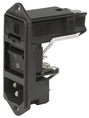 Schurter - KD14.1101.151.21 - Appliance inlet C14 Faston 4.8 x 0.8 mm 10 A/250 VAC black Screw mounting L + N + PE, KD14.1101.151.21, Schurter
