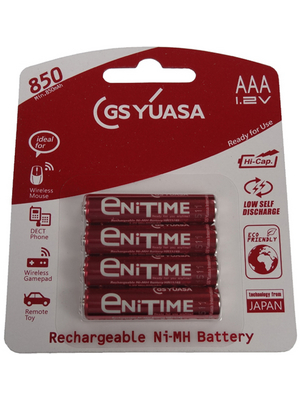 Yuasa - 5197-AAACX850/B4 - NiMH rechargeable battery 1.2 V 850 mAh PU=Pack of 4 pieces, AAA, 5197-AAACX850/B4, Yuasa