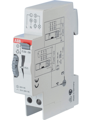 ABB - E232-230 - Staircase Lighting Timer Switch, 230 VAC, 1 min-7 min, E232-230, ABB