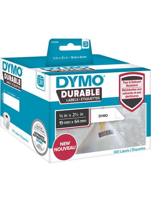 Dymo - 1933085 - Durable Barcode Label, 64 x 19 mm, black on white, 2 x 450, 1933085, Dymo