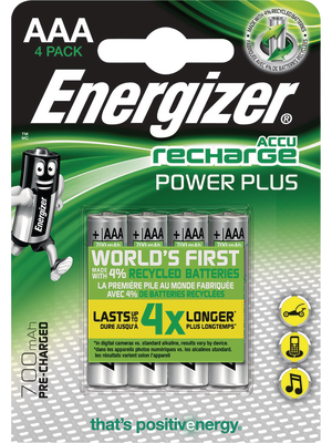 Energizer - POWERPLUS AAA 700MAH 4P - NiMH rechargeable battery HR03/AAA 1.2 V 700 mAh PU=Pack of 4 pieces, POWERPLUS AAA 700MAH 4P, Energizer