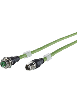 Metz Connect - 142M2X12050 - Ethernet cable assembly, M12 Straight, PUR, green, 142M2X12050, Metz Connect