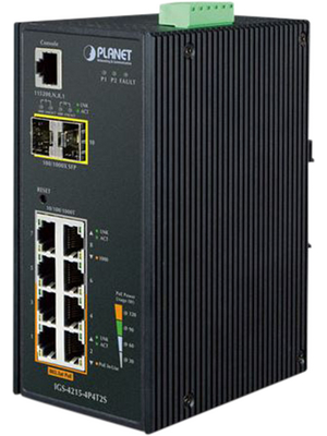 Planet - IGS-4215-4P4T2S - Industrial Ethernet Switch 2x SFP / 8x 10/100/1000 RJ45, IGS-4215-4P4T2S, Planet