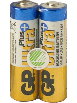 GP Batteries - 15AUP-S2/AA/LR6 ULTRA PLUS - Primary battery 1.5 V LR6/AA Pack of 2 pieces, 15AUP-S2/AA/LR6 ULTRA PLUS, GP Batteries