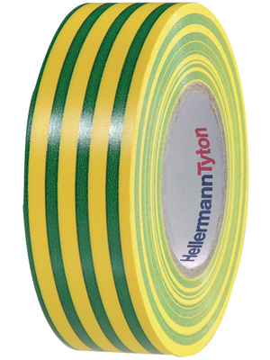 HellermannTyton - HTAPE-FLEX15-19X25 - PVC Insulation Tapes, HelaTape Flex 15 yellow/green 19 mmx25 m PU=Reel, HTAPE-FLEX15-19X25, HellermannTyton