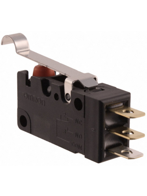 Omron Electronic Components - D2VW-01L3-1 - Micro switch 0.1 A Simulated roller lever N/A 1 change-over (CO), D2VW-01L3-1, Omron Electronic Components