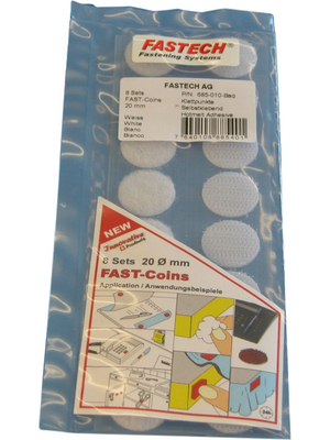 Fastech - 685-010-BAG - FAST-Coins self-adhesive hook-and-loop fasteners white 25 mm x25 mm, 685-010-BAG, Fastech