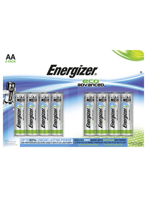 Energizer - ENR ECOAD E91 BP 8 - Primary battery 1.5 V LR6/AA Pack of 8 pieces, ENR ECOAD E91 BP 8, Energizer