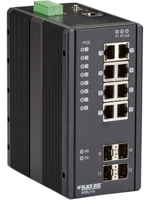 Black Box - LIE1014A - Industrial Gigabit Ethernet PoE Switch 8x 10/100/1000 RJ45 / 4x 100/1000 SFP, LIE1014A, Black Box