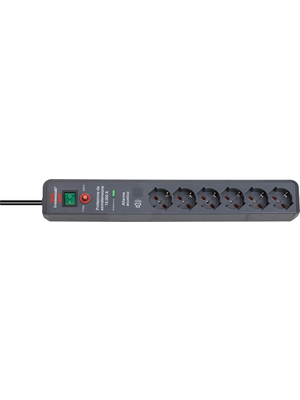 Brennenstuhl - 1159545376 - Outlet strip, Surge Protection / 1 Switch, 6xType L / ITA/GER, 3 m, Italian plug  / Type L, 1159545376, Brennenstuhl