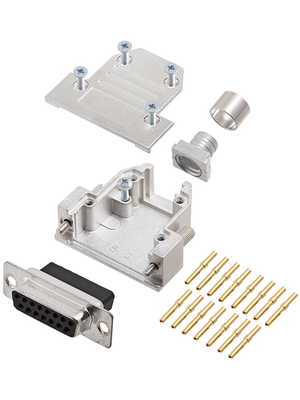 Encitech Connectors - DCRP15-DBCS-CF65-CS80-K - D-Sub socket kit 15P, DCRP15-DBCS-CF65-CS80-K, Encitech Connectors