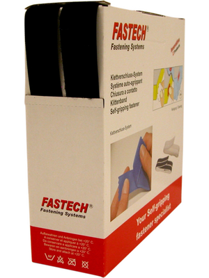 Fastech - B25-STD999910 - Hook-and-loop fastener black 25 mmx10.0 m PU=Reel of 10 meter, B25-STD999910, Fastech
