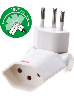 Max Hauri - 107883 - Foldable plug-in socket clip-clap?, Type J (T13), white, 107883, Max Hauri