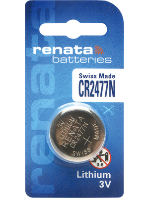 Renata - CR2477N.SC - Button cell battery,  Lithium, 3 V, 950 mAh, CR2477N.SC, Renata