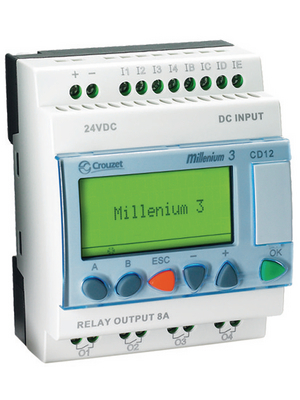 Crouzet - CD12 24 VDC - Logic controller Millenium 3 CD12 24 VDC, 8 DI (4 D/A), 4 RO, CD12 24 VDC, Crouzet