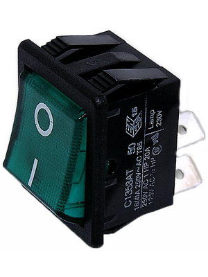 Arcolectric - C1353ATNAP - Rocker switch 2P 16 A 250 VAC green, C1353ATNAP, Arcolectric