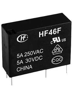 Hongfa - HF46F/012-HS1 (610) - PCB power relay 12 VDC 200 mW, HF46F/012-HS1 (610), Hongfa