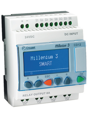 Crouzet - CD12 SMART 24 VDC - Logic controller Millenium 3 CD12 SMART 24 VDC, 8 DI (4 D/A), 4 RO, CD12 SMART 24 VDC, Crouzet