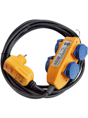 Brennenstuhl - 1168720 - RCD protection adapter cable, 4xF (CEE 7/3), 5 m, F (CEE 7/4), 1168720, Brennenstuhl