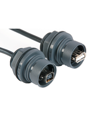 Bulgin - PXP6043/A - Sealed USB A panel socket, wired 110 mm Poles 4, PXP6043/A, Bulgin