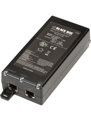 Black Box - LPJ001A-F - PoE Gigabit Injector 1-port, RJ-45 10/100/1000 Mbps-RJ-45 10/100/1000 Mbps, LPJ001A-F, Black Box