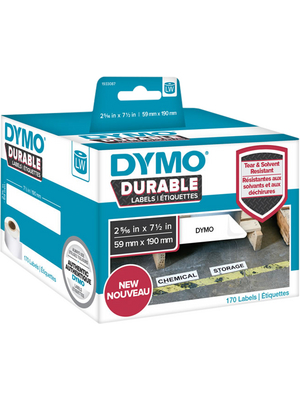 Dymo - 1933087 - Durable Large Shelving Label, 190 x 59 mm, black on white, 1 x 170, 1933087, Dymo