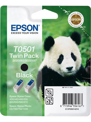 Epson - C13T05014210 - Ink twin pack T0501 black, C13T05014210, Epson