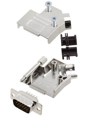 Encitech Connectors - D45ZK09-HDP15-K - D-Sub HD connector kit 15P, D45ZK09-HDP15-K, Encitech Connectors