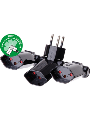 Max Hauri - 130927 - Foldable plug-in socket clip-clap?, 3 x Type J (T13), black, 130927, Max Hauri