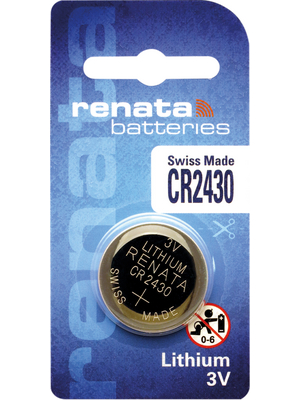 Renata - CR2430.SC - Button cell battery,  Lithium, 3 V, 285 mAh, CR2430.SC, Renata