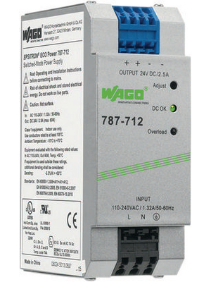 Wago - 787-712 - Switched-mode power supply / 2.5 A, 787-712, Wago