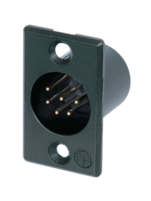 Neutrik - NC6MP-B - XLR Panel-mount male receptacle 6 N/A P Soldering Connection black, NC6MP-B, Neutrik