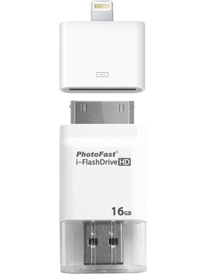 PhotoFast - 71924 - i-FlashDrive HD Gen2 16 GB with adapter white, 71924, PhotoFast
