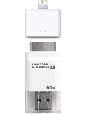 PhotoFast - 71926 - i-FlashDrive HD Gen2 64 GB with adapter white, 71926, PhotoFast