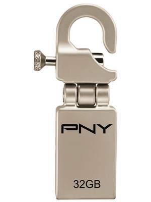 PNY - P-FDI32GAPPHK-GE - USB Stick Micro Hook Attach 32 GB silver, P-FDI32GAPPHK-GE, PNY