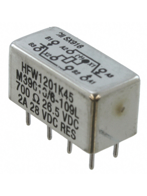 TE Connectivity - HFW1201K45 M39016/6-109L - Signal relay 26.5 VDC 700 Ohm 1003 mW THD, HFW1201K45 M39016/6-109L, TE Connectivity